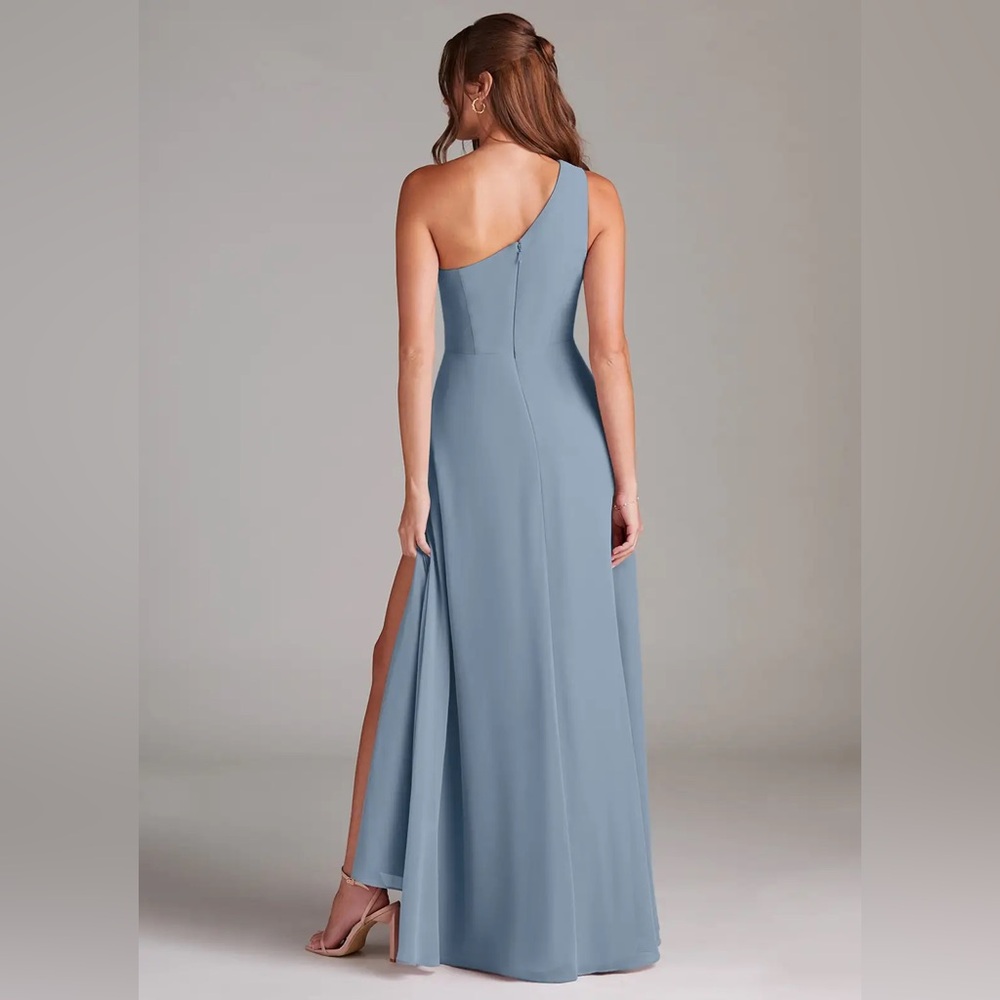 Azazie One Shoulder Blue Dress - Picture 4 of 10